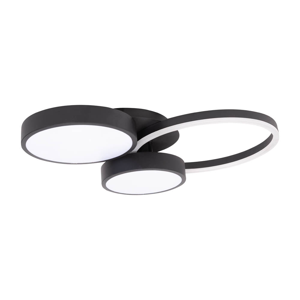 Plafoniera Sobek LED 55W negru Erste aprinsă - flux luminos puternic uniform living birou spațios