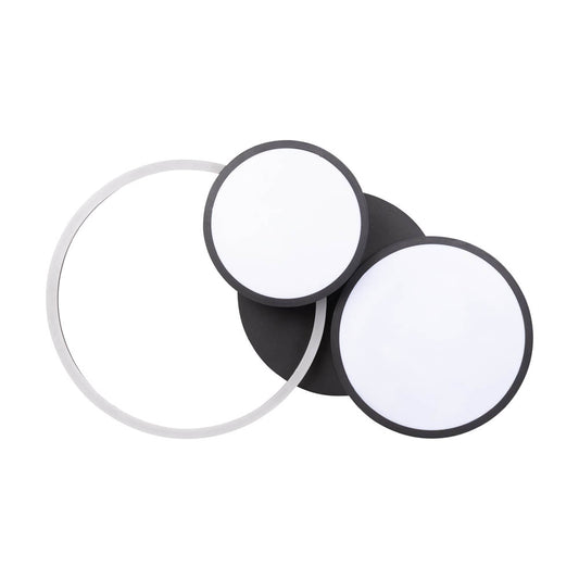 Detaliu forme rotunde întrepătrunse plafoniera Sobek LED 55W Erste negru mat - design arhitectural elegant