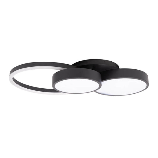 Plafoniera LED Sobek 55W negru Erste - design geometric rotunde suprapuse modern living dormitor