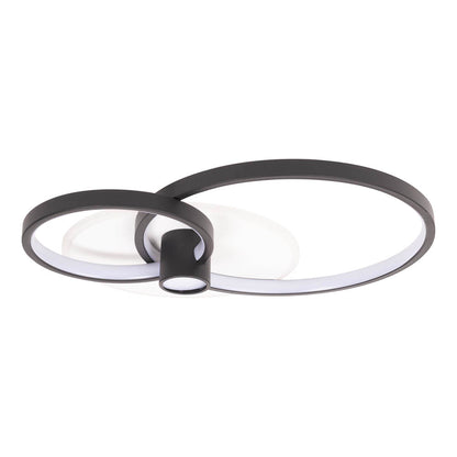 Plafoniera Horus LED 65W negru auriu Erste aprinsă - lumină ambientală caldă bogată living spațios