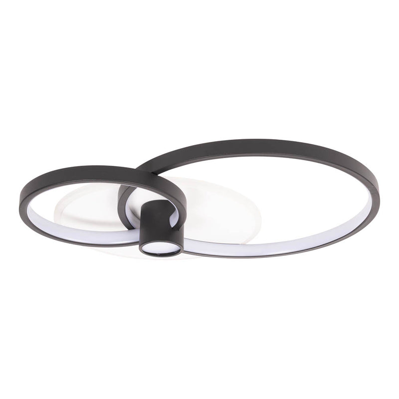Plafoniera Horus LED 65W negru auriu Erste aprinsă - lumină ambientală caldă bogată living spațios