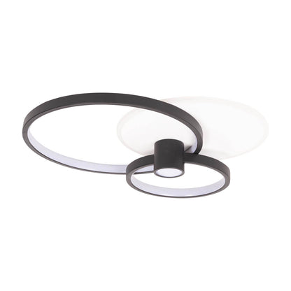 Detaliu cercuri întrepătrunse plafoniera Horus LED 65W Erste negru auriu - design neoclasic sofisticat