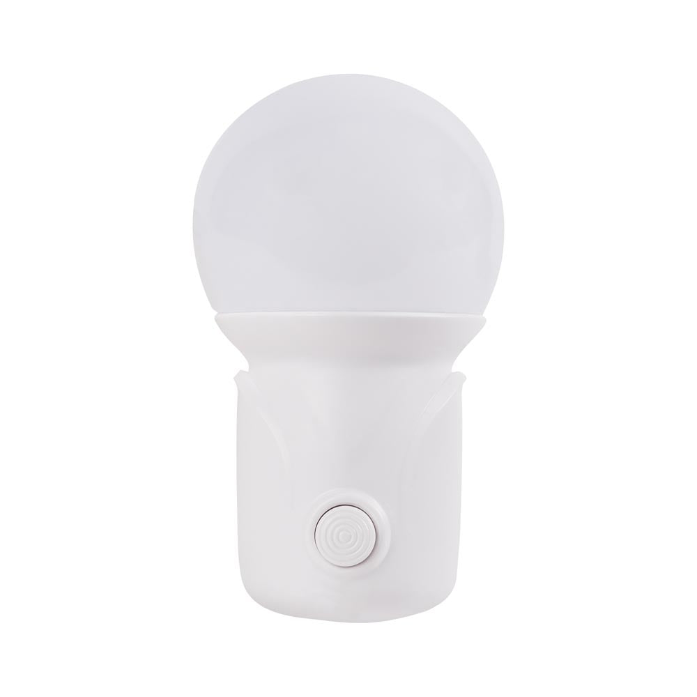 Lampa de veghe Bulb LED 1W alba Erste - vedere frontala in priza