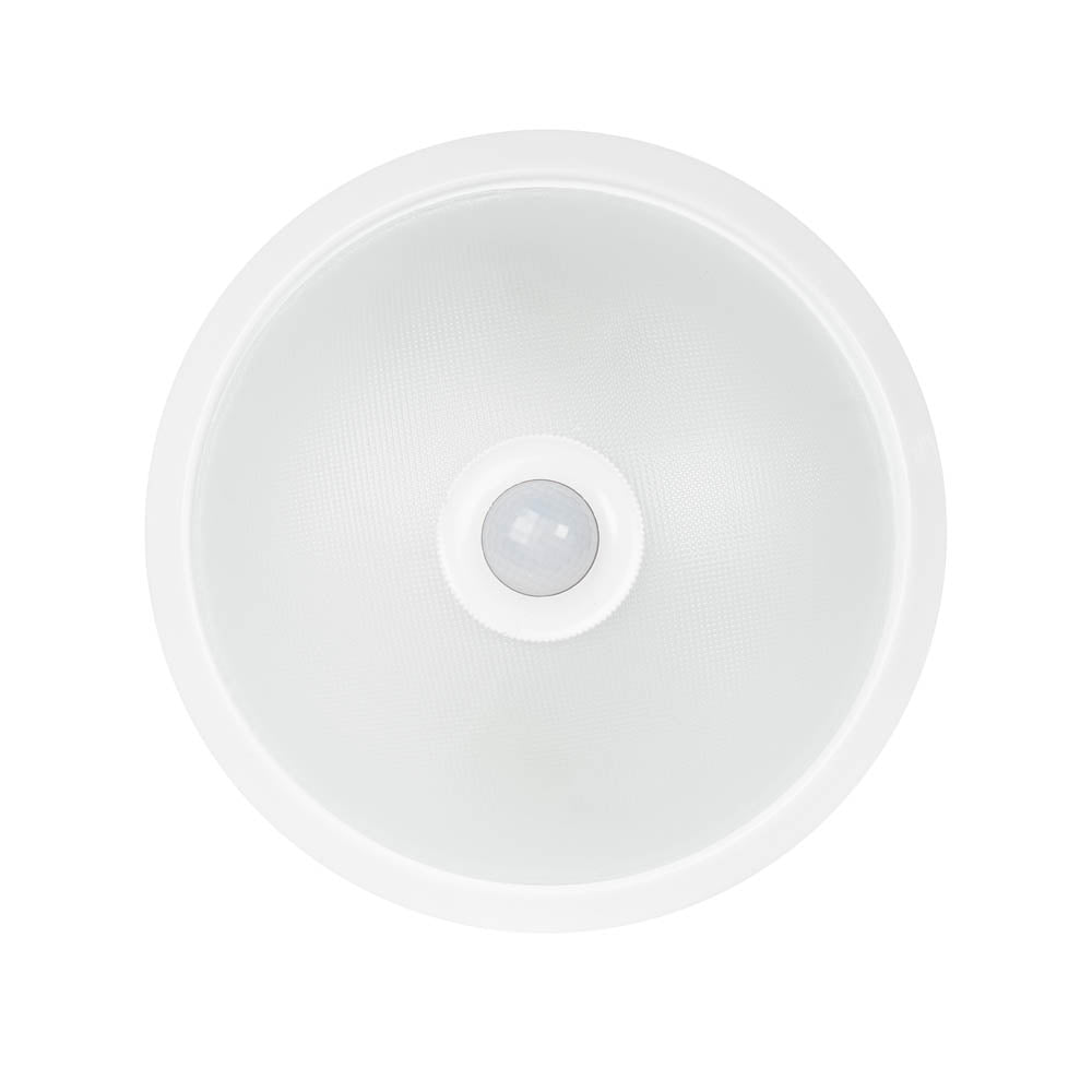 Plafoniera senzor PIR 2xE27 Erste - vedere frontala design alb minimalist