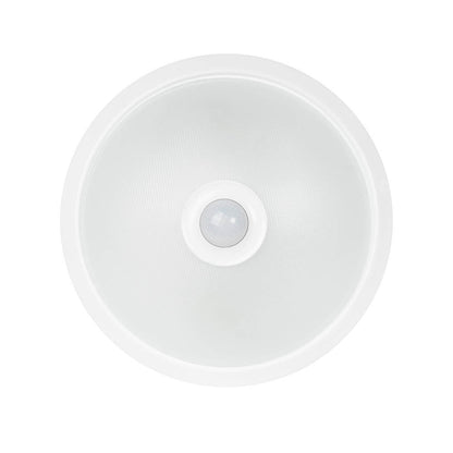 Plafoniera senzor PIR 2xE27 Erste - vedere frontala design alb minimalist