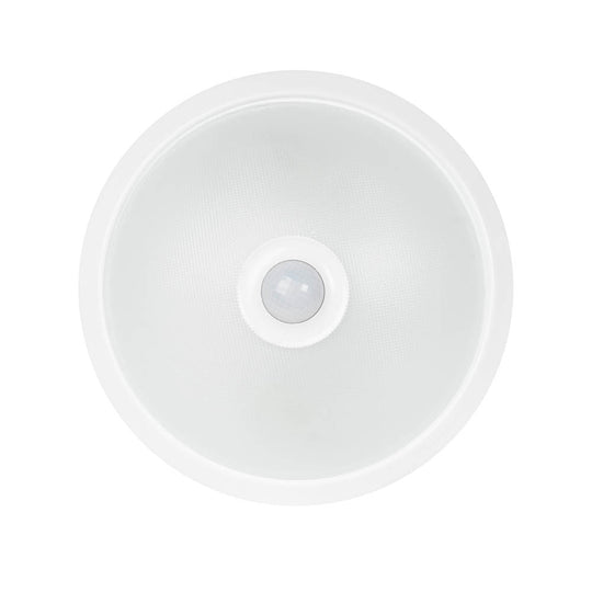 Plafoniera senzor PIR 2xE27 Erste - vedere frontala design alb minimalist