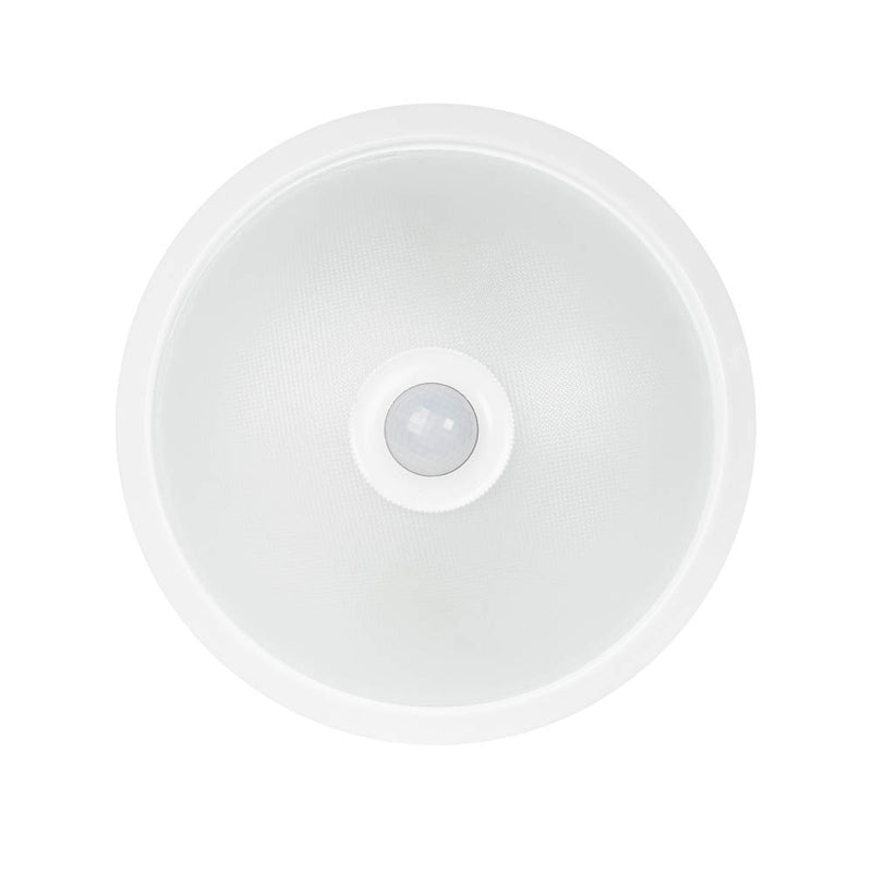 Plafoniera senzor PIR 2xE27 Erste - vedere frontala design alb minimalist