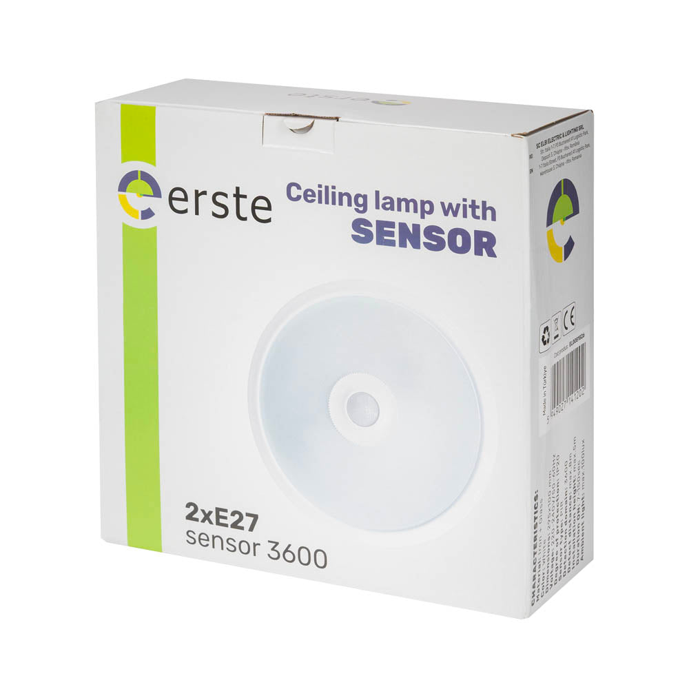Plafoniera senzor PIR Erste 2xE27 - iluminat automat hol casa scarii