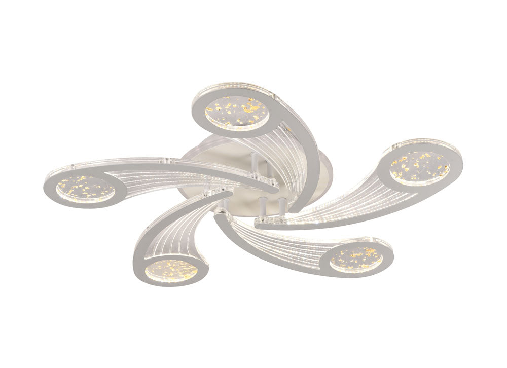 Plafoniera Drop Erste 70W - lumina calda 3CCT aprinsa in living spatios modern