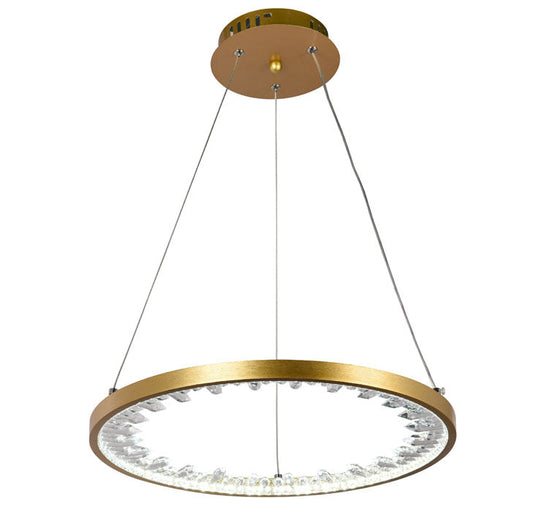 Pendul Linea LED 26W 3CCT Erste - vedere frontala design minimalist liniar auriu satinat
