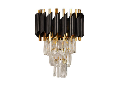 Aplica Cristal 2xE14 negru auriu Erste - vedere frontala design rafinat cristal stralucitor