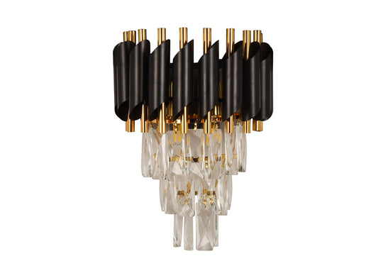 Aplica Cristal 2xE14 negru auriu Erste - vedere frontala design rafinat cristal stralucitor