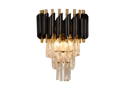 Aplica Cristal Erste negru auriu - montata pe perete living hol iluminat decorativ elegant