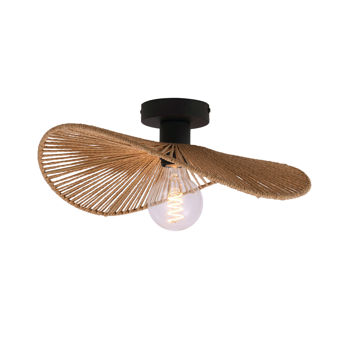 Plafonieră Elite PL1 Klausen, abajur hartie natur și metal, iluminat interior modern
