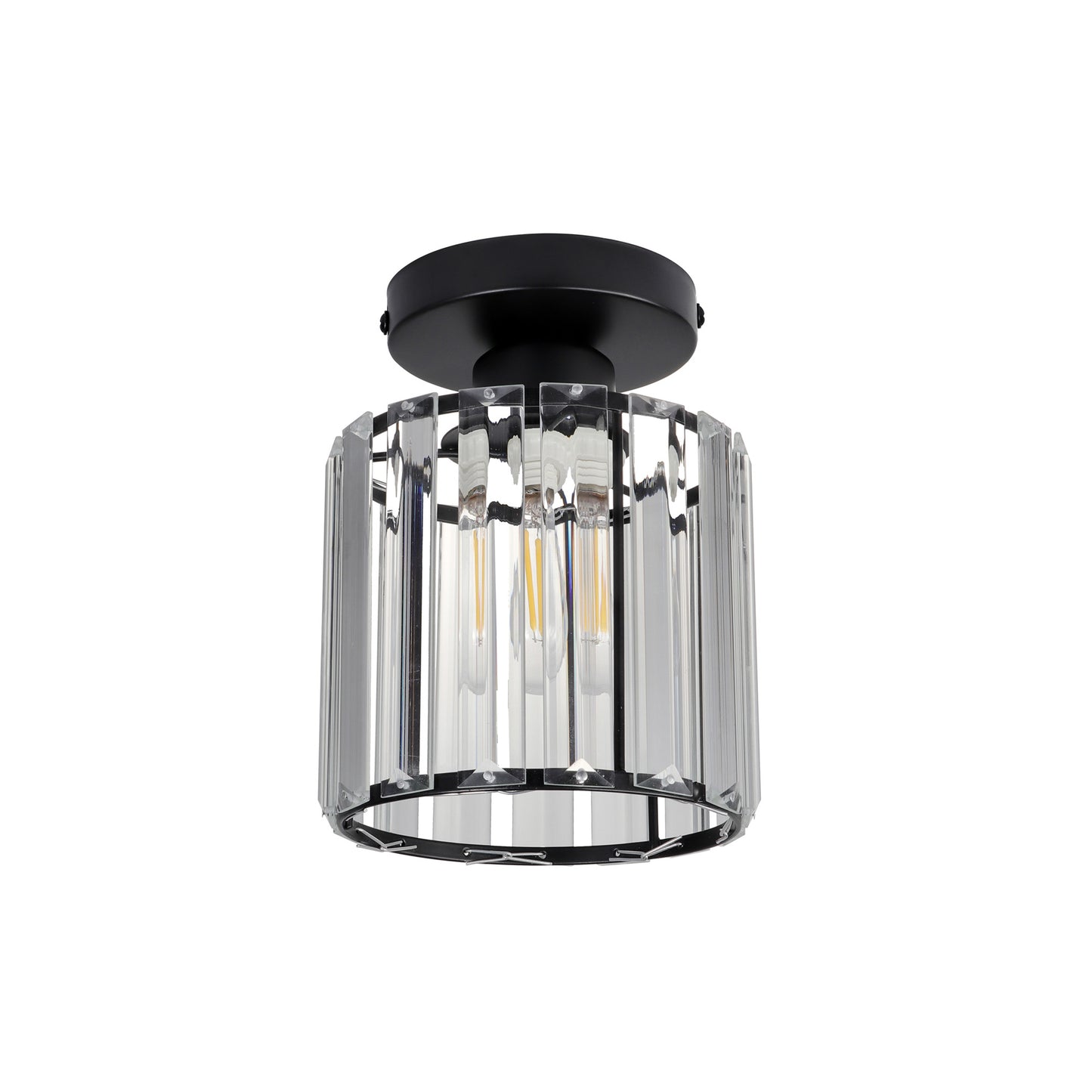 Plafonieră Esra PL1 Klausen negru, metal și sticlă, 1xE27, iluminat interior clasic
