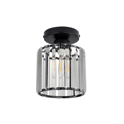 Plafonieră Esra PL1 Klausen negru, metal și sticlă, 1xE27, iluminat interior clasic
