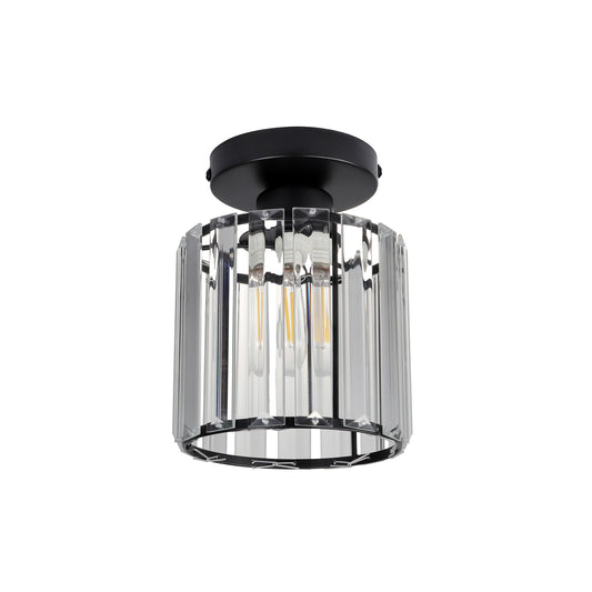 Plafonieră Esra PL1 Klausen negru, metal și sticlă, 1xE27, iluminat interior clasic
