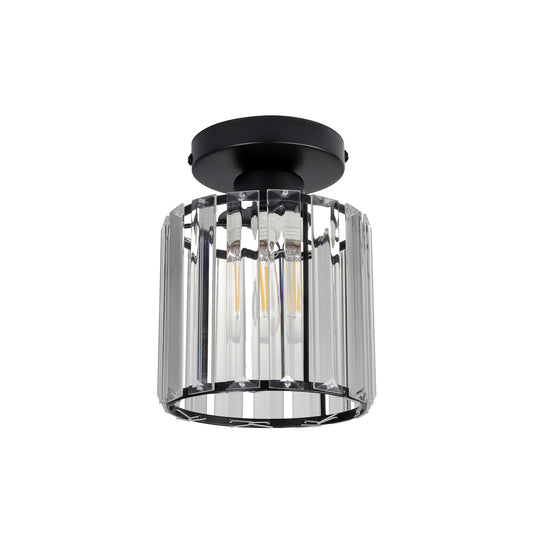 Plafonieră Esra PL1 Klausen negru, metal și sticlă, 1xE27, iluminat interior clasic
