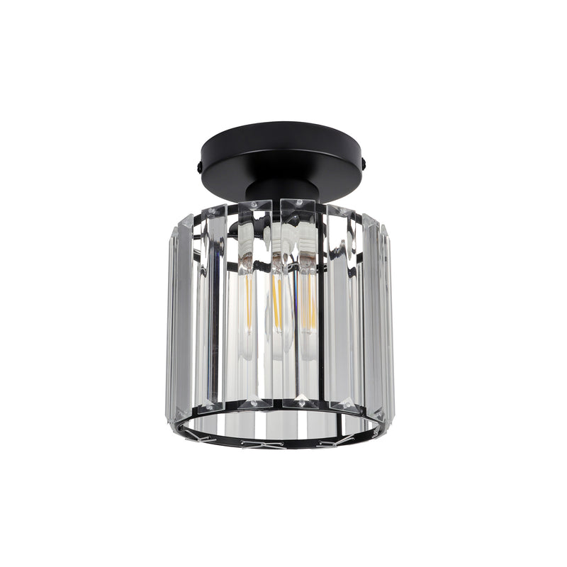 Plafonieră Esra PL1 Klausen negru, metal și sticlă, 1xE27, iluminat interior clasic
