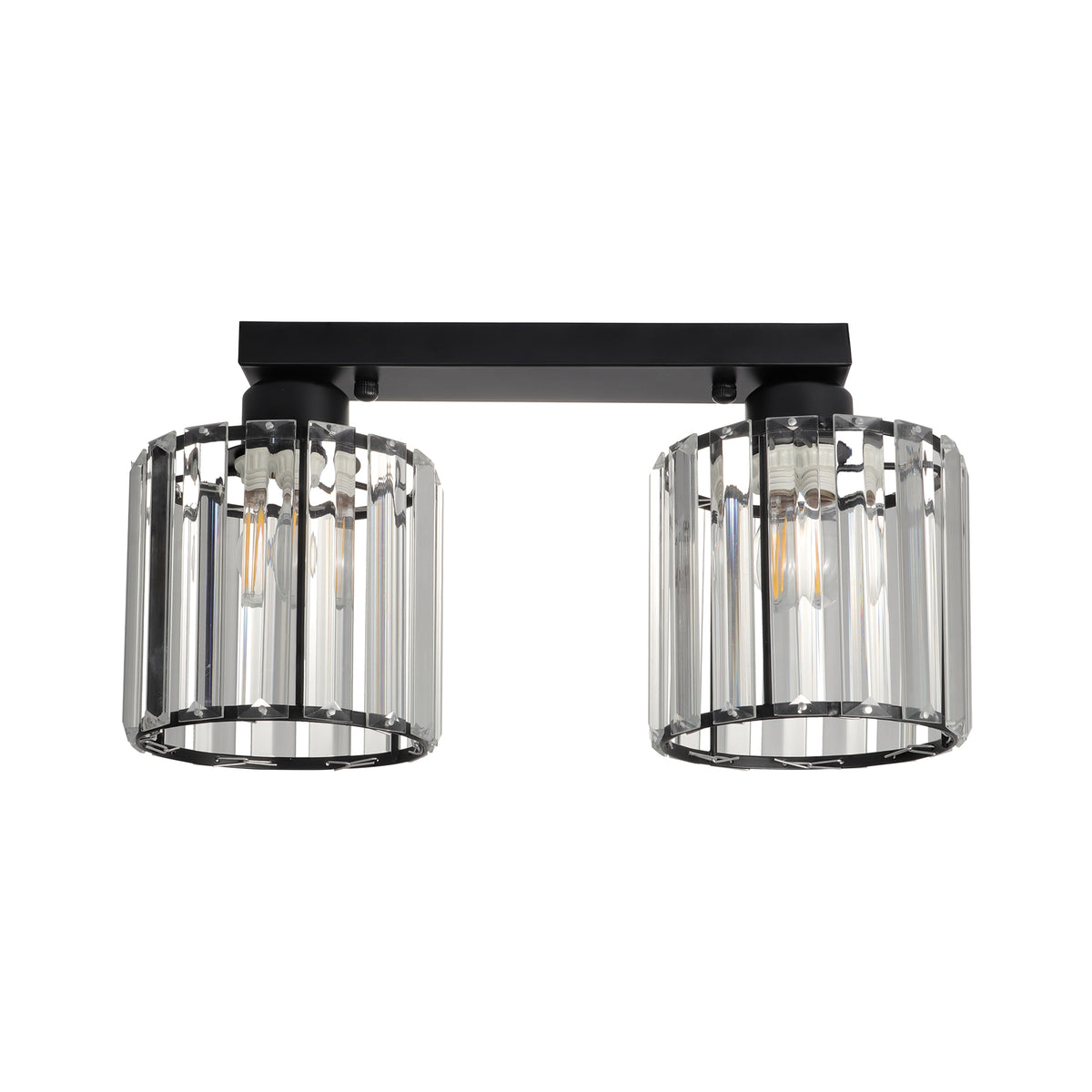 Plafonieră Esra PL2 Klausen negru, metal și sticlă, 2xE27, iluminat interior clasic

