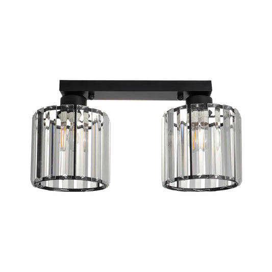 Plafonieră Esra PL2 Klausen negru, metal și sticlă, 2xE27, iluminat interior clasic
