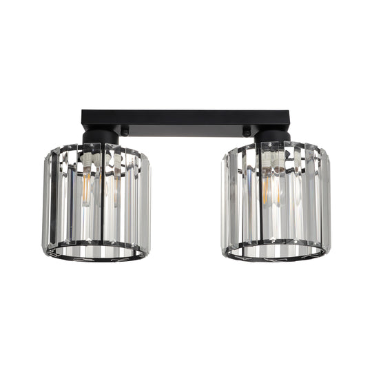 Plafonieră Esra PL2 Klausen negru, metal și sticlă, 2xE27, iluminat interior clasic
