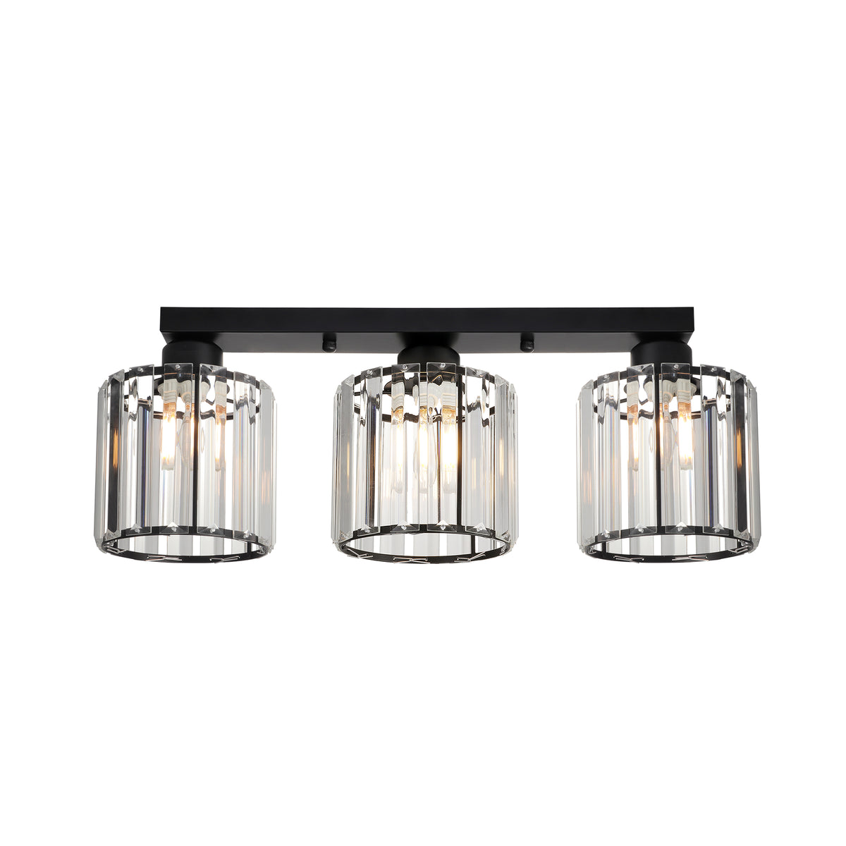 Plafonieră Esra PL3 Klausen negru, metal și sticlă, 3xE27, iluminat interior clasic
