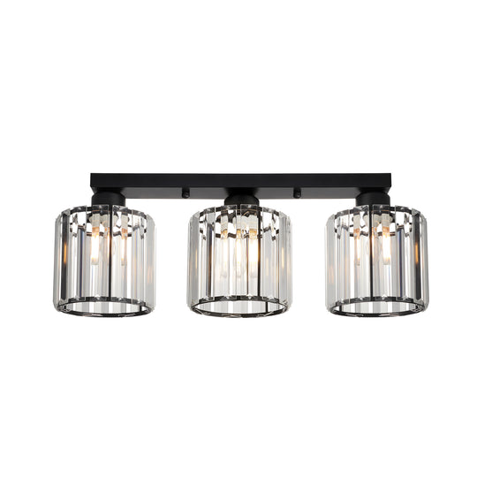 Plafonieră Esra PL3 Klausen negru, metal și sticlă, 3xE27, iluminat interior clasic
