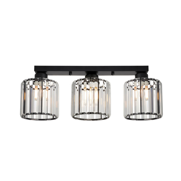 Plafonieră Esra PL3 Klausen negru, metal și sticlă, 3xE27, iluminat interior clasic
