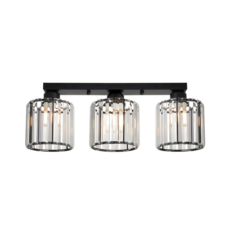 Plafonieră Esra PL3 Klausen negru, metal și sticlă, 3xE27, iluminat interior clasic

