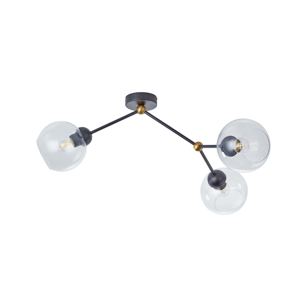 Candelabru Flavor 3 KL103018 transparent negru cupru, design urban, 3xE27, Klausen
