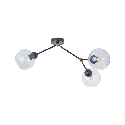 Candelabru Flavor 3 KL103018 transparent negru cupru, design urban, 3xE27, Klausen

