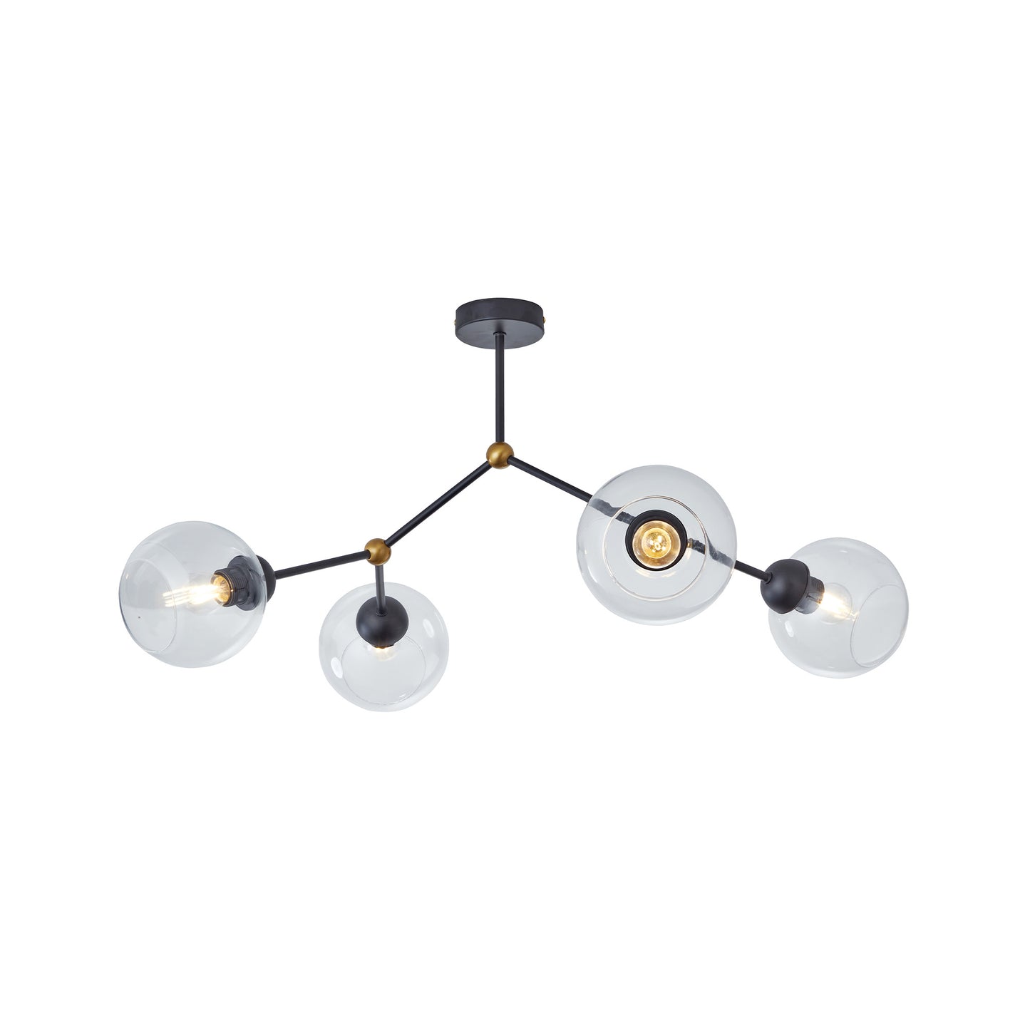 Candelabru Flavor 4 KL104008 transparent negru cupru, design urban, 4xE27, Klausen
