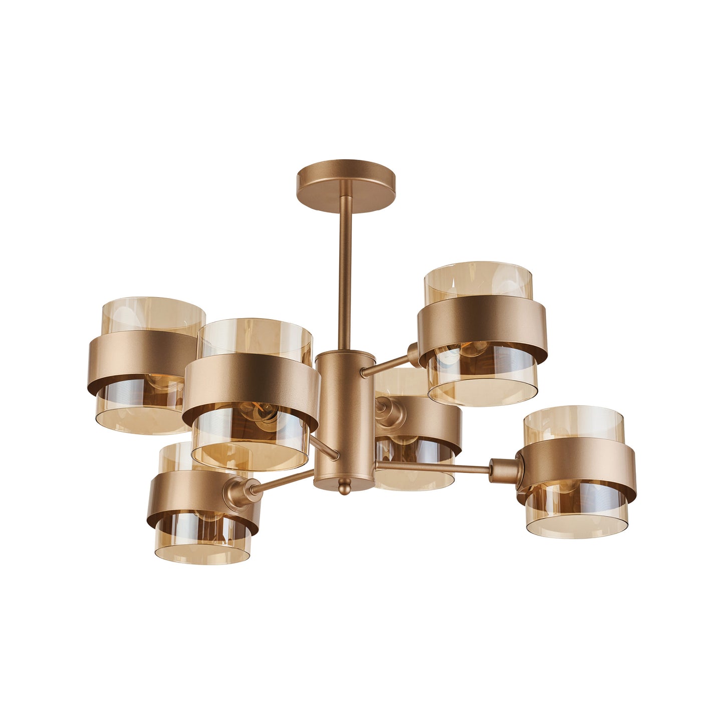 Lustra Glamy 6 KL106014 auriu ambra, design modern, 6xE14, Klausen
