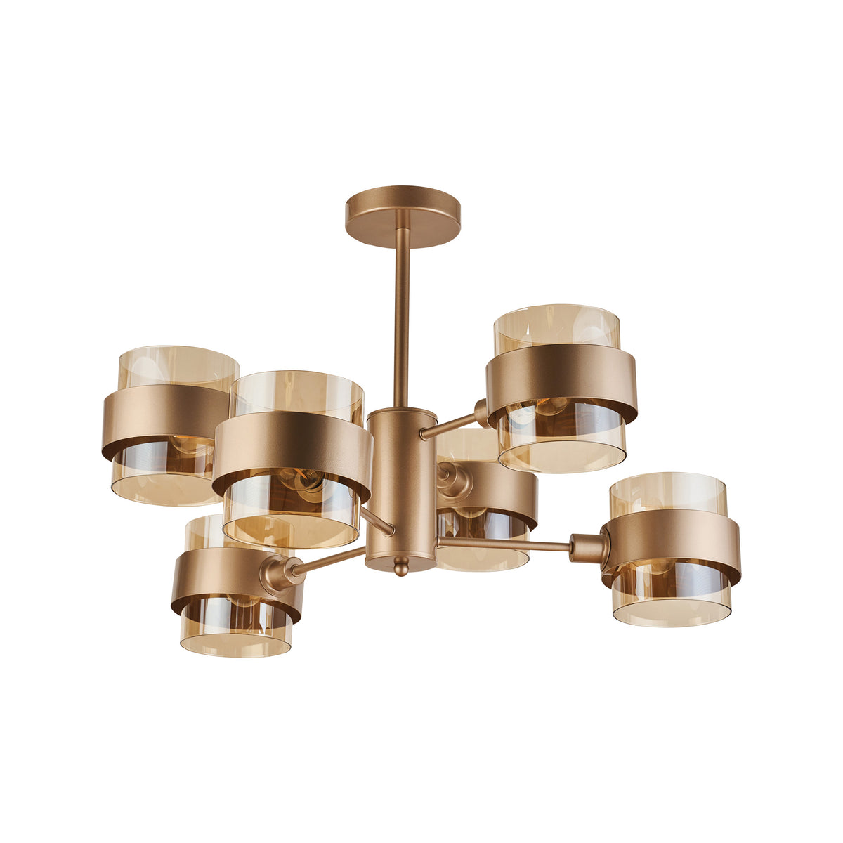 Lustra Glamy 6 KL106014 auriu ambra, design modern, 6xE14, Klausen
