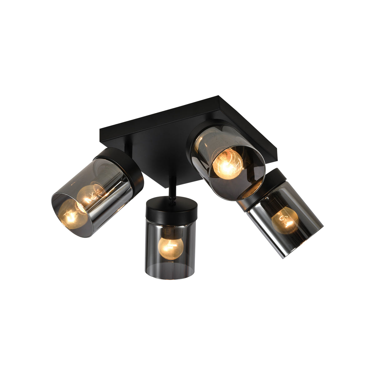 Plafoniera Hazy PL4 KL164008 negru fumuriu, design modern, 4xE27, Klausen
