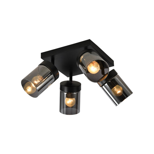 Plafoniera Hazy PL4 KL164008 negru fumuriu, design modern, 4xE27, Klausen
