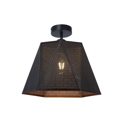 Plafoniera Hexa PL1 KL100047 negru auriu, design industrial modern, 1xE27, Klausen
