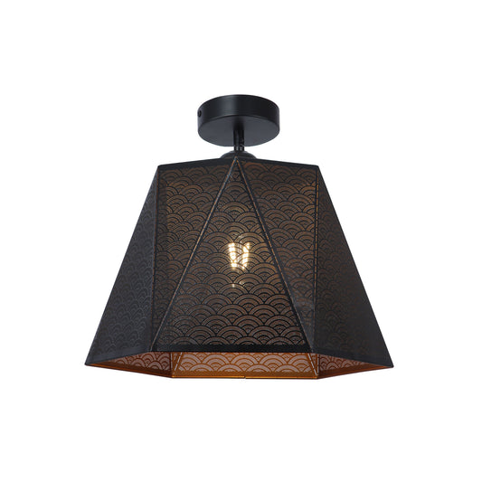 Plafoniera Hexa PL1 KL100047 negru auriu, design industrial modern, 1xE27, Klausen
