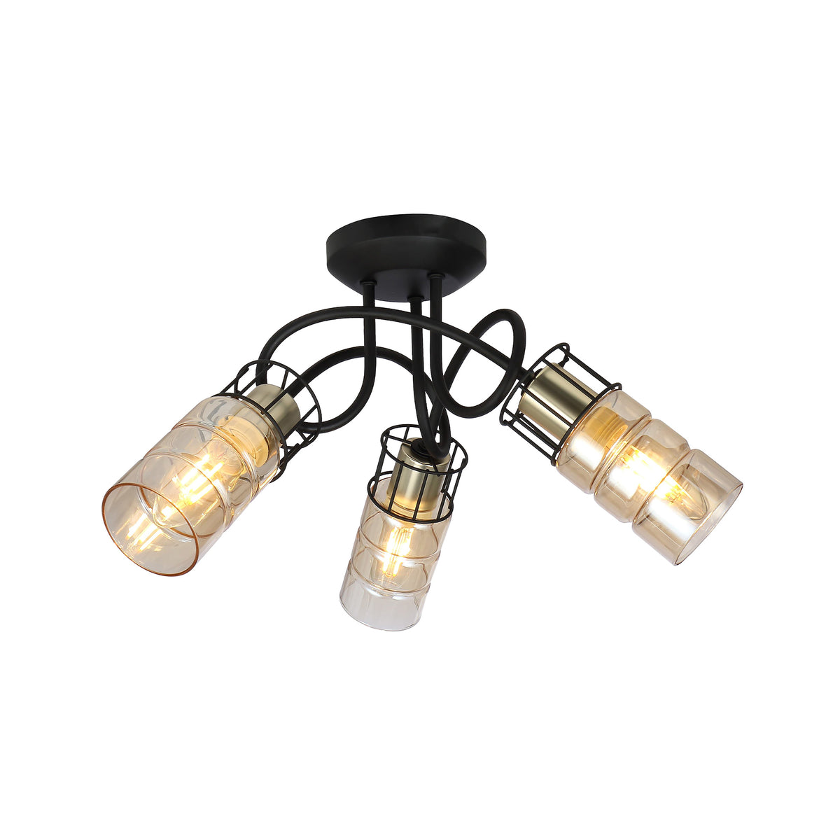 Plafoniera Ideal 3 KL140000 fumuriu negru alama, design industrial, 3xE14, Klausen
