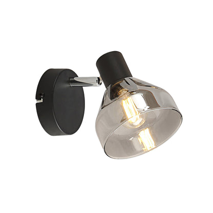 Aplică perete Intim AP1 KL161004 metal negru sticlă fumurrie, design modern urban, 1xE14, Klausen
