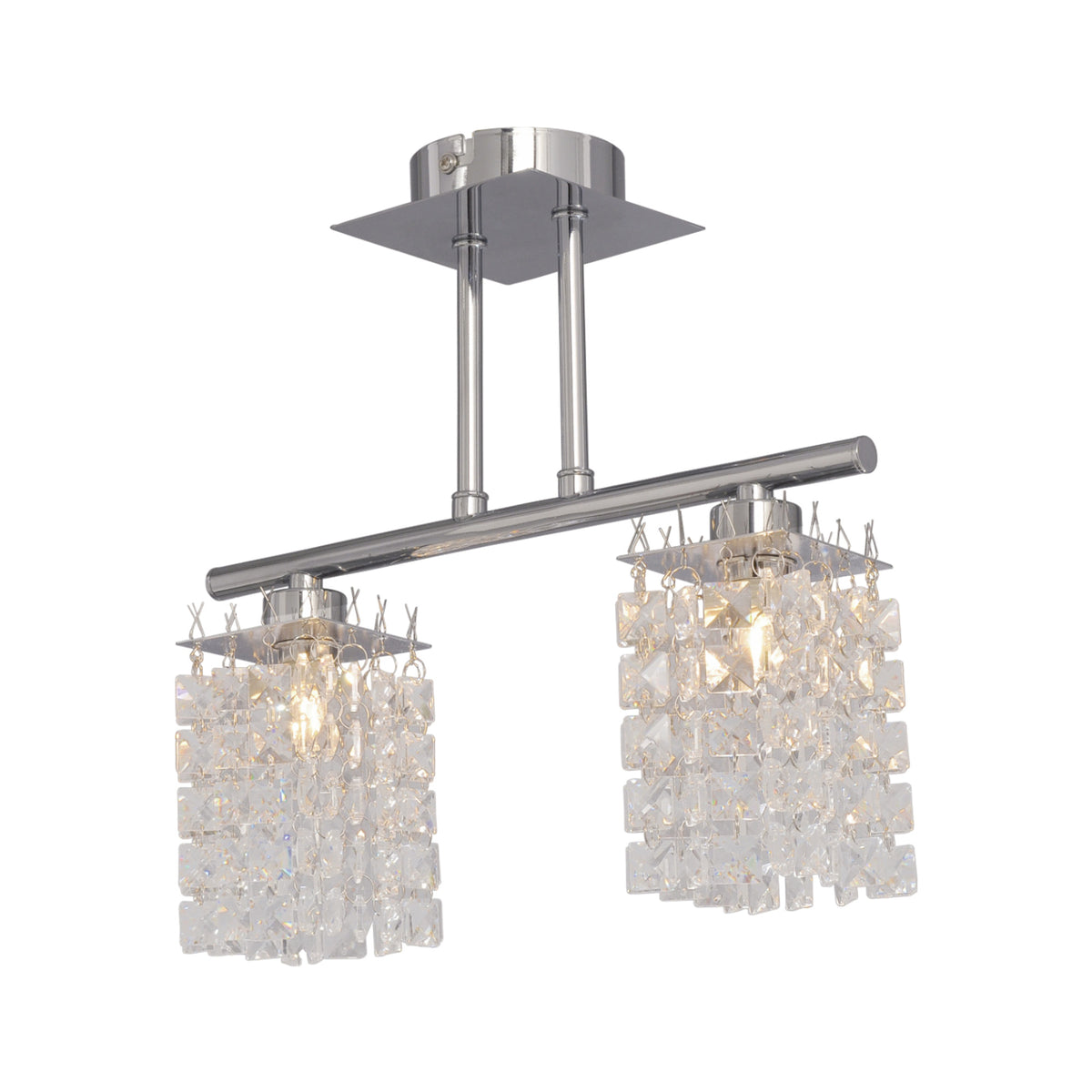 Candelabru Kubo PL2 KL7513 crom transparent, design clasic Elegance, 2xG9, Klausen
