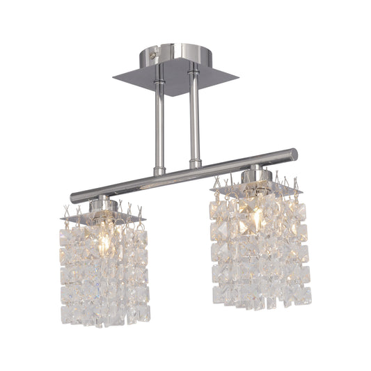 Candelabru Kubo PL2 KL7513 crom transparent, design clasic Elegance, 2xG9, Klausen
