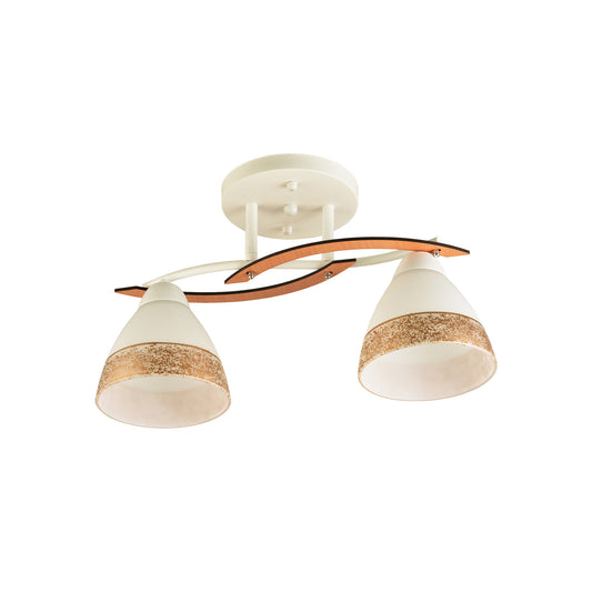 Candelabru Lally 2 LY-3484 alb auriu lemn sticla, design clasic Country, 2xE27, Klausen
