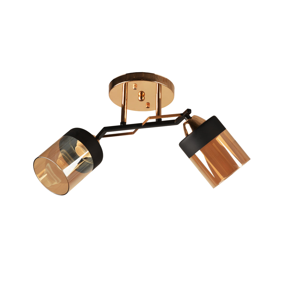 Candelabru Laser 2 LY-3482 ambra negru sticla metal, design clasic Essential, 2xE27, Klausen
