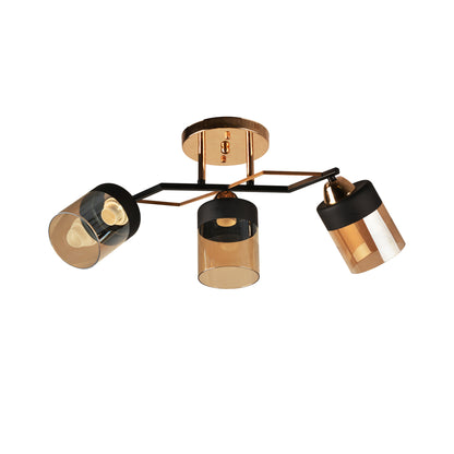 Candelabru Laser 3 LY-3483 ambra negru sticla metal, design clasic Essential, 3xE27, Klausen
