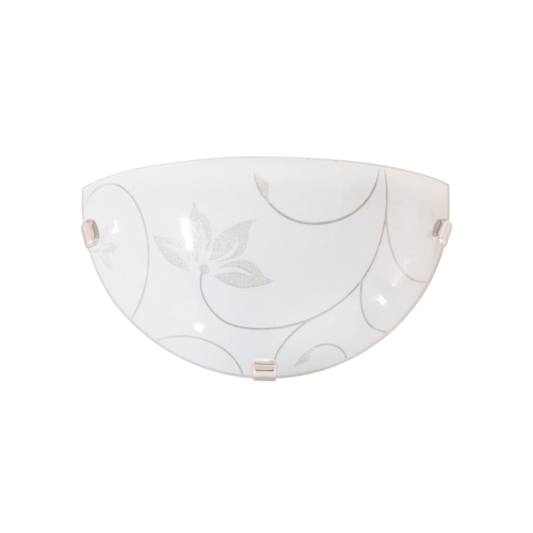 Aplică perete Leaf 1-2 LY-6013 metal alb sticlă albă, design clasic Simplicity, 1xE27, Klausen
