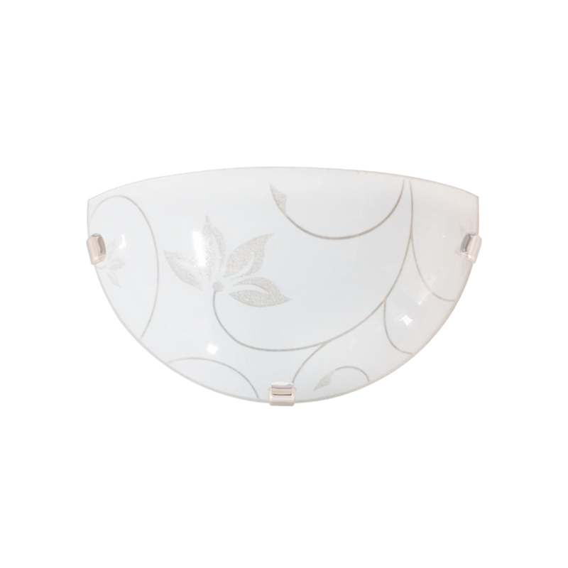 Aplică perete Leaf 1-2 LY-6013 metal alb sticlă albă, design clasic Simplicity, 1xE27, Klausen

