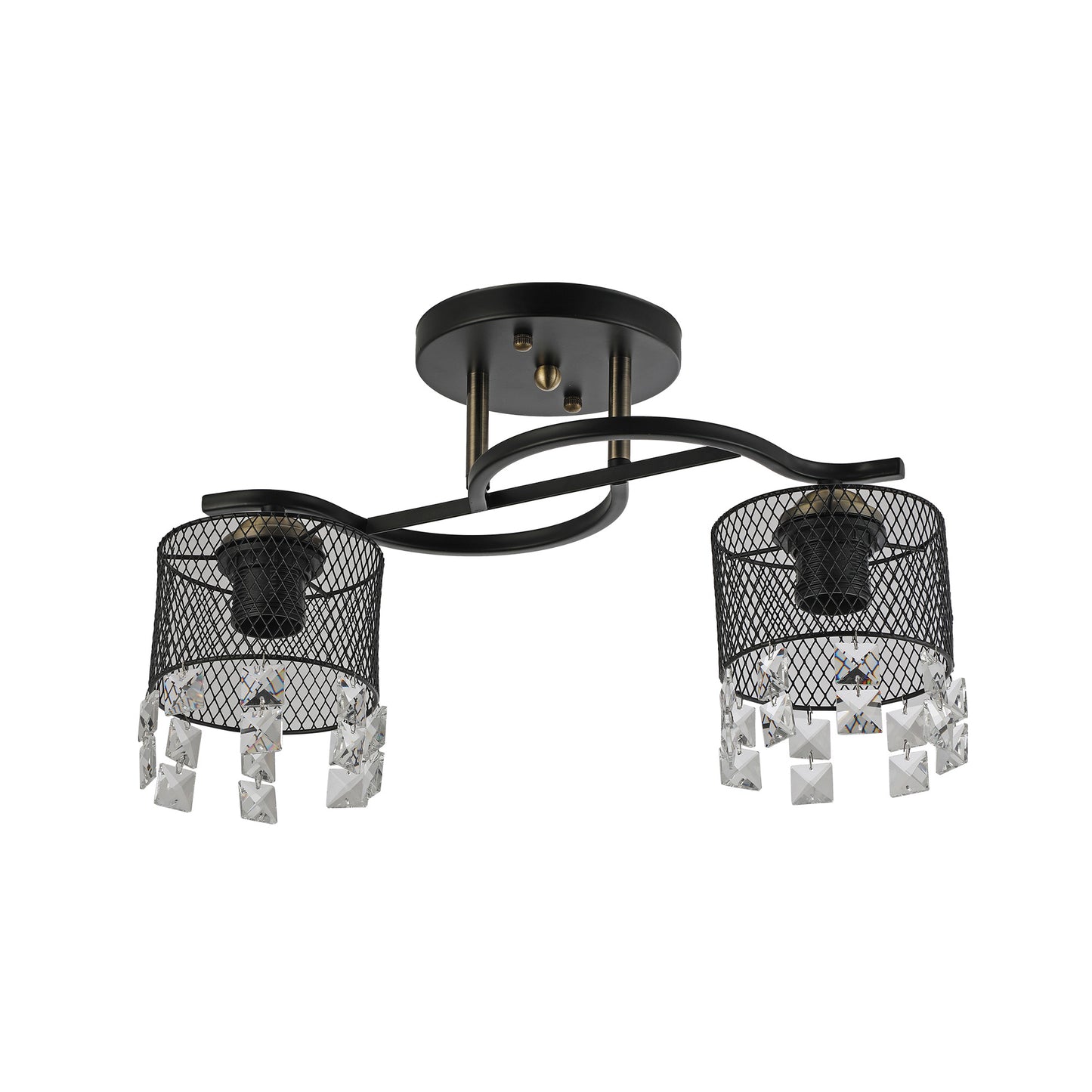 Lustra Lustros PL2 KL100084 metal negru sticla, design clasic Elegance, 2xE27, Klausen
