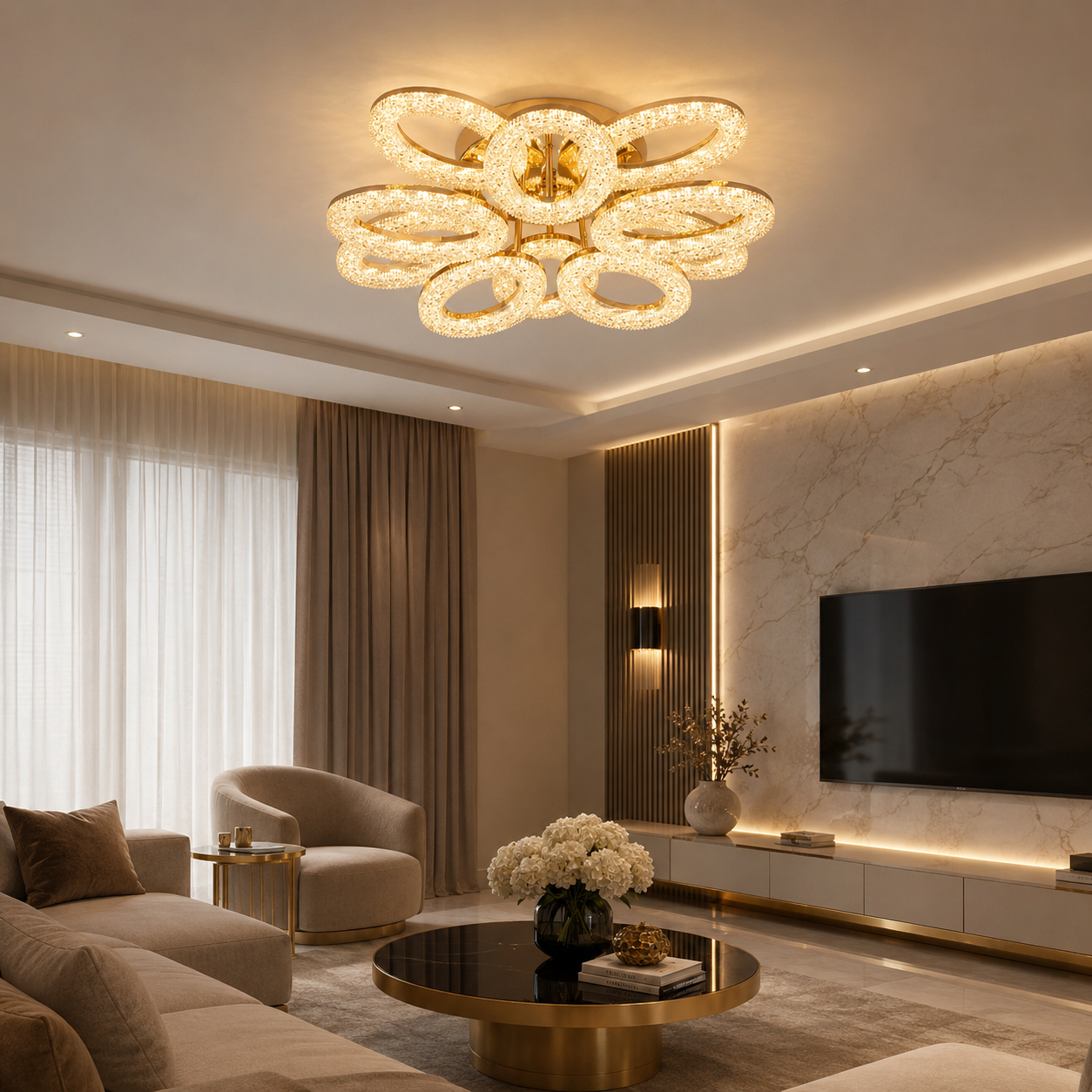 Lustră Lucce LED 120W 3CCT 15360lm auriu dimabilă - ERSTE